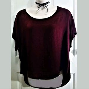  ** Self Esteem Red Wine Knit & Crushed Velvet Top